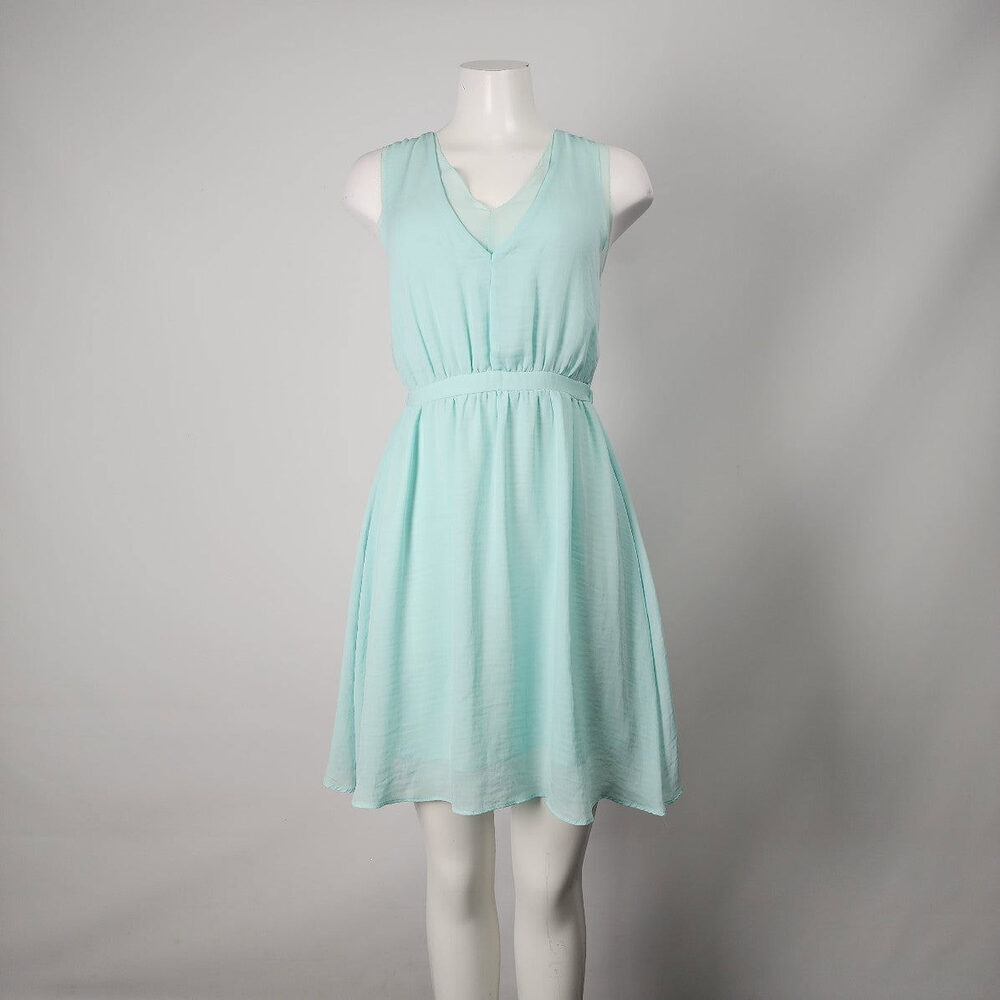RW&CO Mint Chiffon V Neck Dress Size S